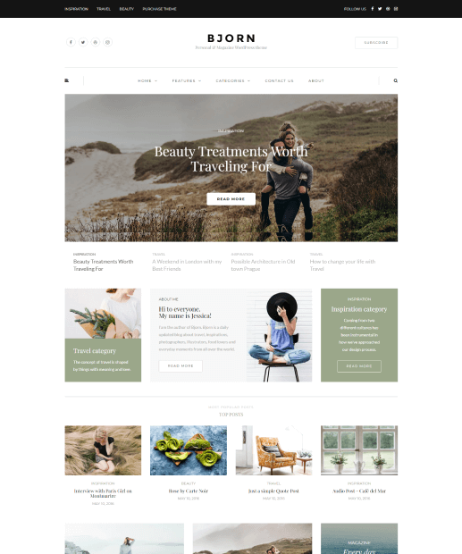 Tema WordPress para Blogs Pessoais - Bjorn