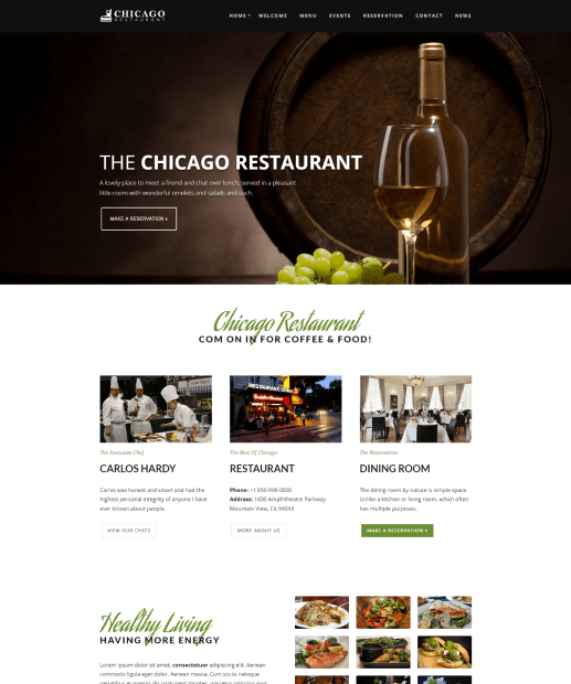 Tema WordPress para Restaurantes - Chicago