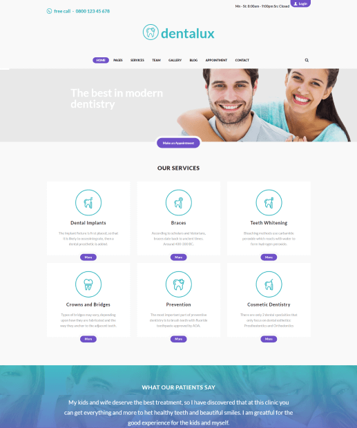 Template WordPress para Dentistas - Dentalux