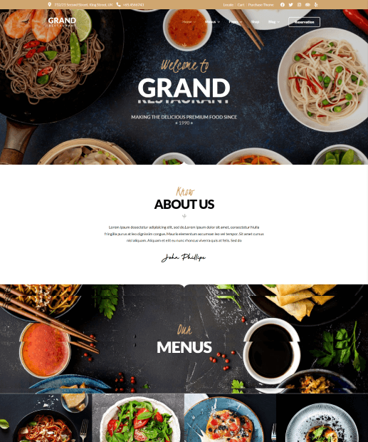 Tema WordPress para Restaurantes - Grand Restaurant
