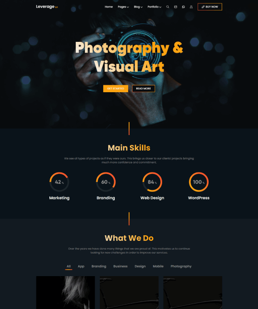 Tema WordPress para Fotógrafos - Leverage