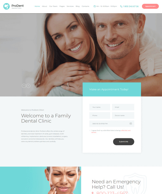 Template WordPress para Dentistas - ProDent