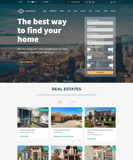 Template WordPress para Imobiliárias - Realtyspace