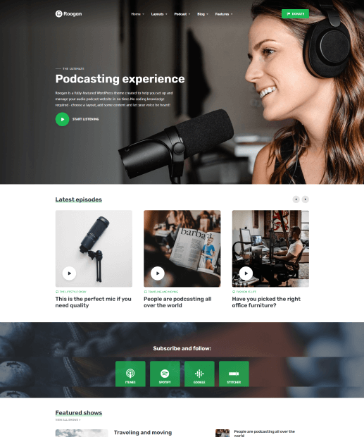 Tema WordPress para Podcast - Roogan