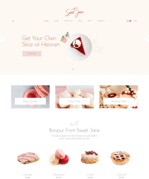 Template de WordPress para Padarias - Sweet Jane