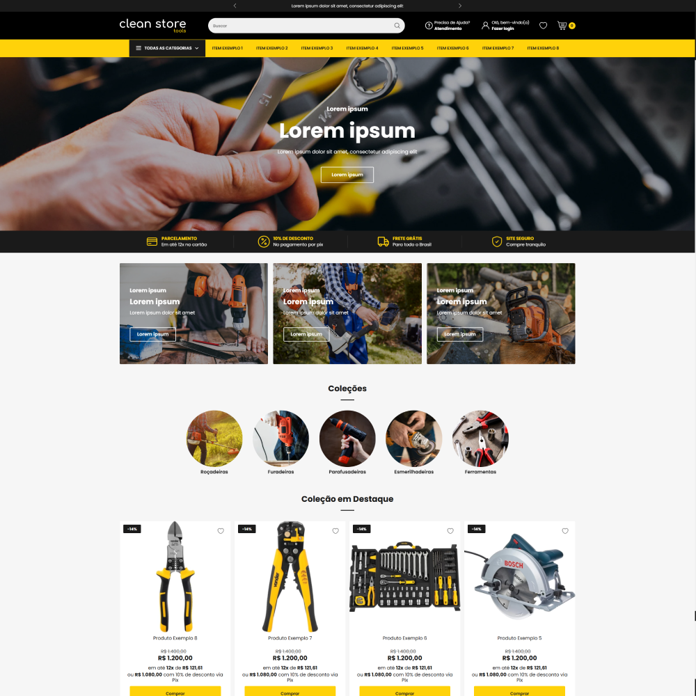 Tema Shopify para lojas de ferramentas com design limpo e navegação eficiente