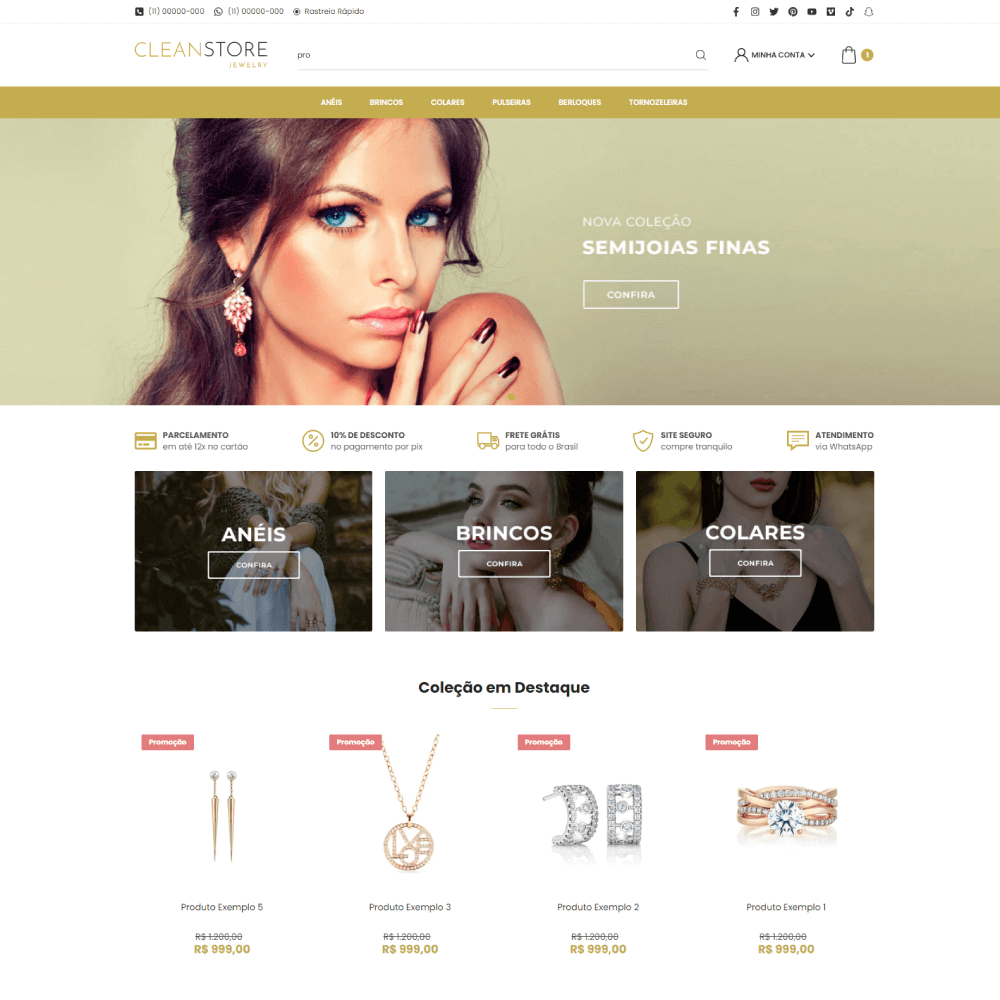 Temas para Shopify focados em lojas de joias com design limpo e elegante