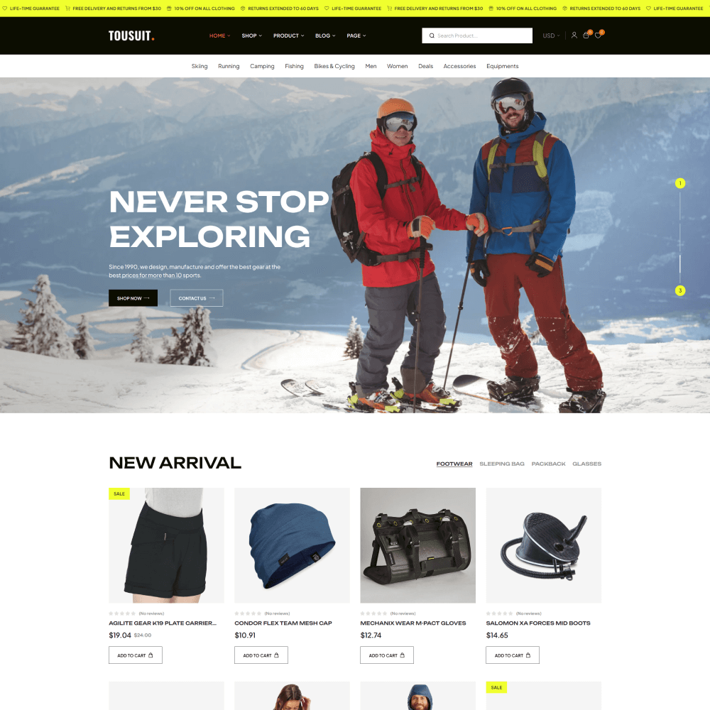 Tema Shopify Clean Store Travel para lojas de acessórios e produtos de viagem