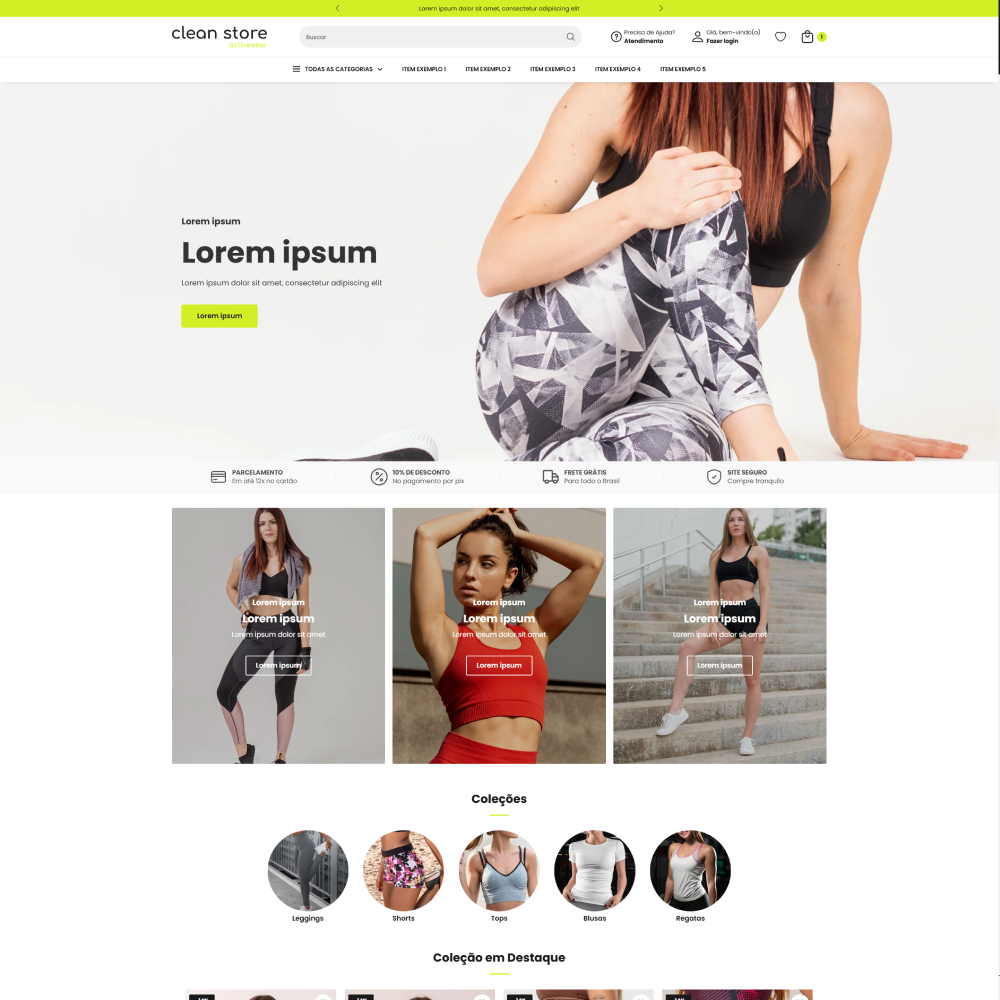 Tema Shopify para lojas de roupas fitness e moda esportiva com design leve e moderno