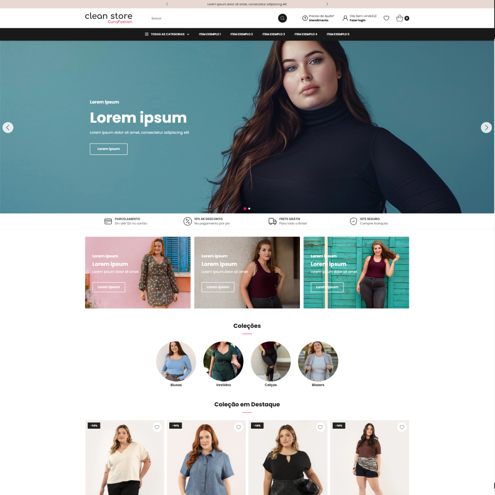 Tema Shopify para moda plus size com visual moderno e navegação intuitiva