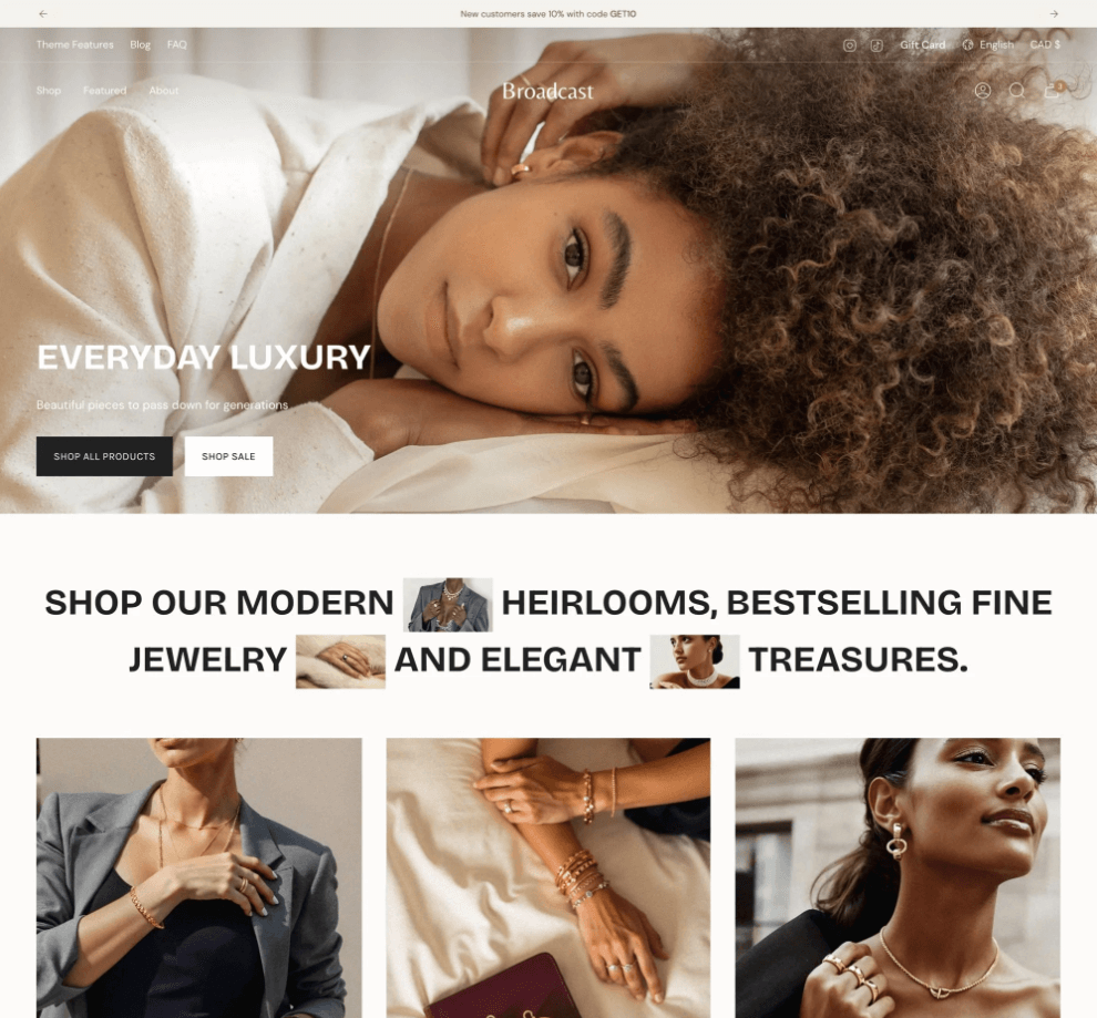 Broadcast - Tema Shopify