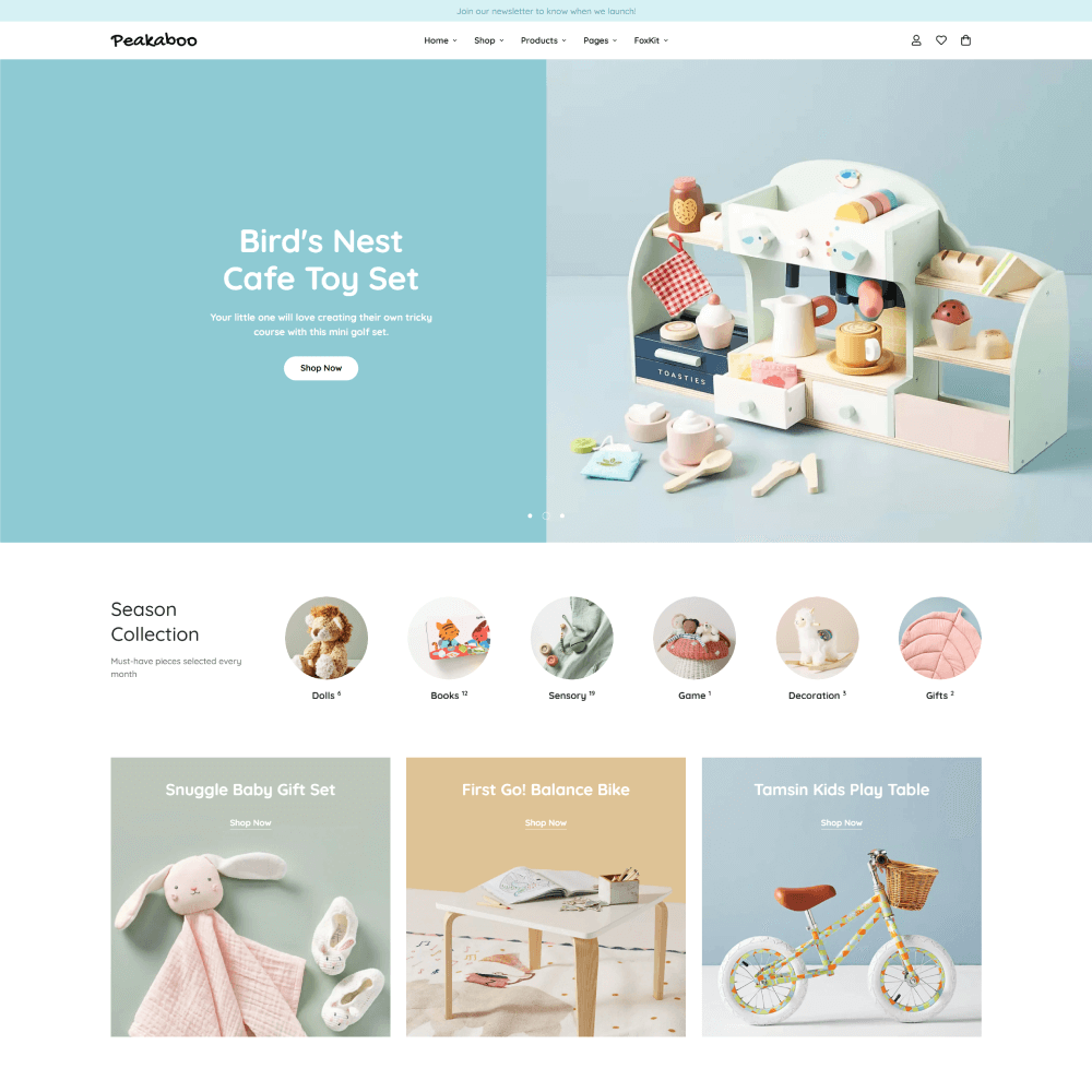 Tema Nuvemshop para lojas de brinquedos com visual colorido, leve e intuitivo