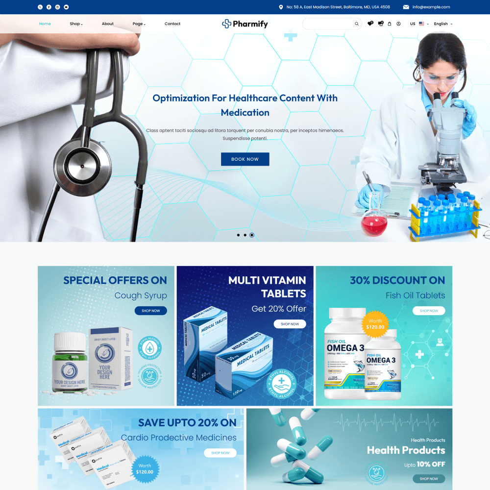 Tema Nuvemshop Clean Store para lojas de equipamentos laboratoriais com design limpo e funcional