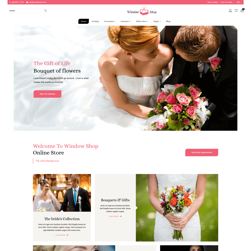 Tema Clean Store Wedding Decor para loja Nuvemshop especializada em decoração de casamentos