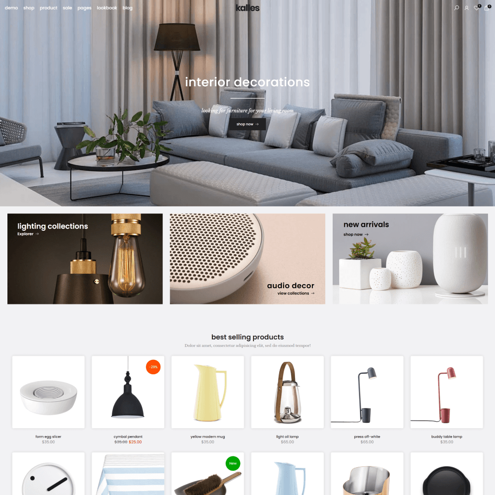 Tema Nuvemshop para lojas de decoração com visual clean e foco em design de interiores