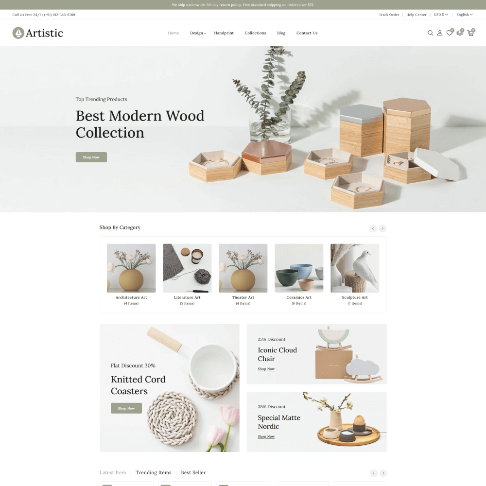 Tema Nuvemshop Clean Store Crafts com design minimalista para lojas de artesanato e produtos feitos à mão