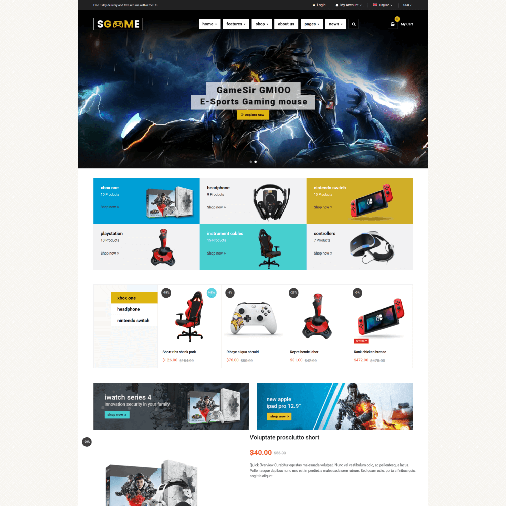 Tema Nuvemshop Clean Store Retro Gaming para lojas de videogames clássicos e produtos retrô