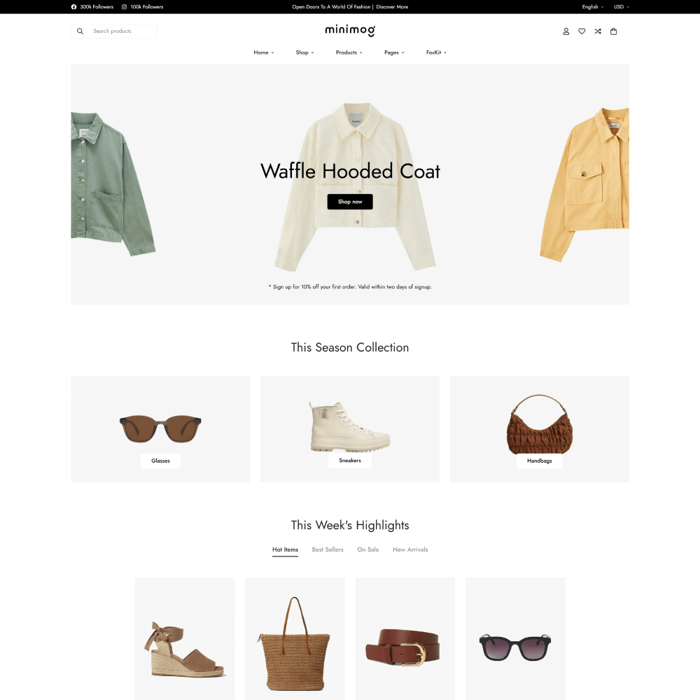 Tema Nuvemshop Clean Store Women's Fashion focado em moda feminina com design limpo e elegante