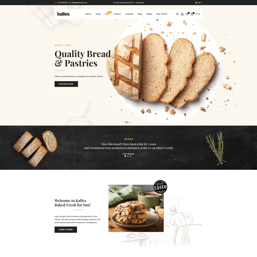 Tema Nuvemshop para padarias, confeitarias e docerias com visual limpo e foco em produtos artesanais