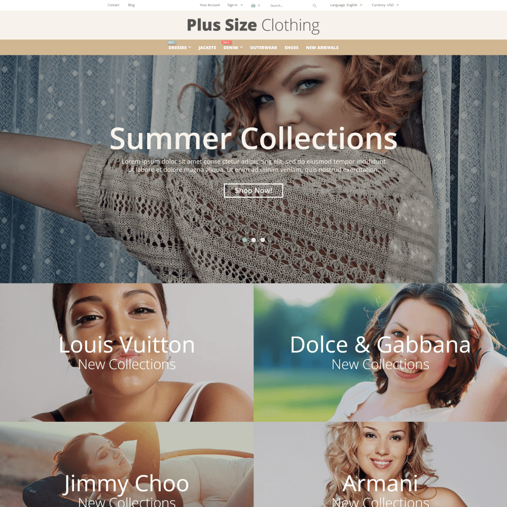 Tema Nuvemshop para moda plus size com visual moderno e navegação intuitiva
