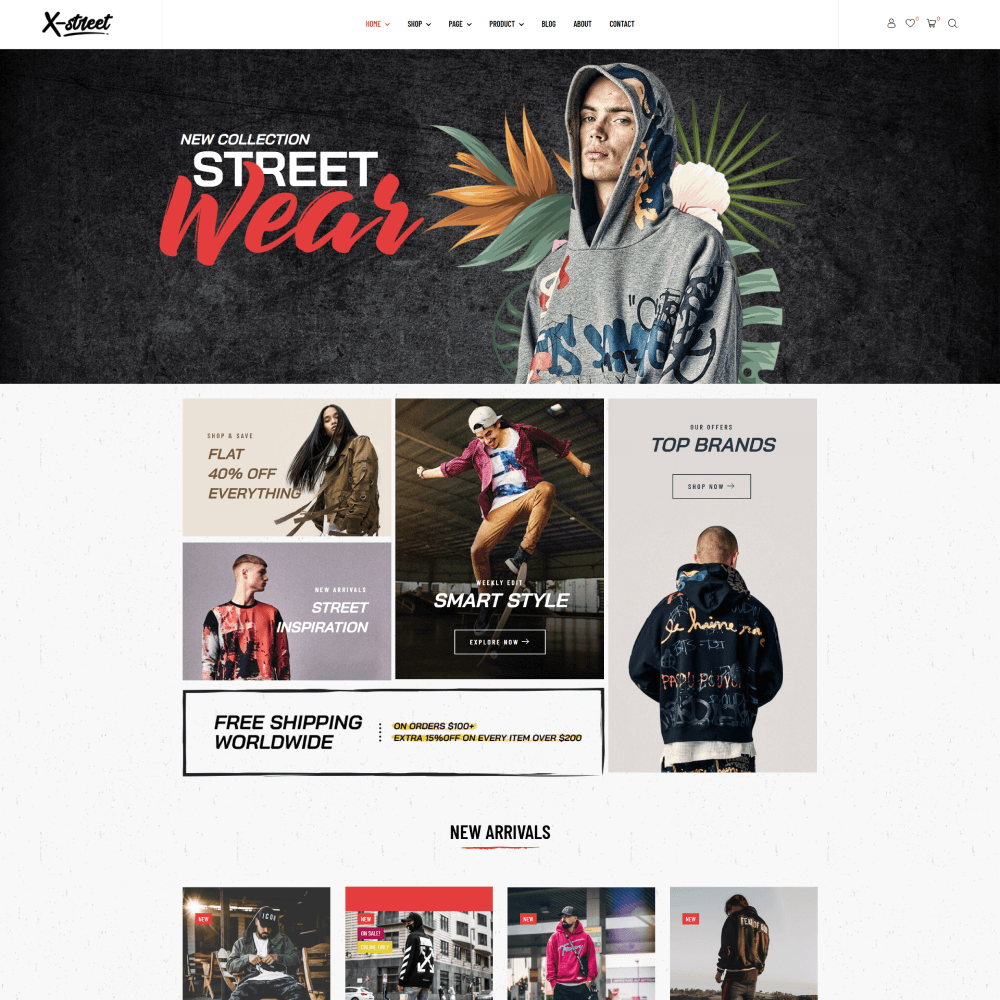 Tema Nuvemshop para loja de streetwear com visual moderno e navegação fluida