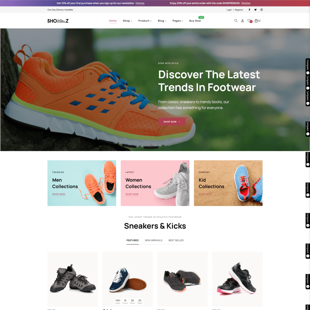 Imagem do tema Clean Store Women’s Shoes para lojas de calçados femininos com design limpo e moderno