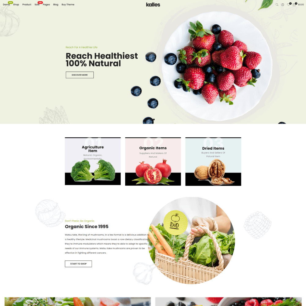 Tema Nuvemshop para lojas de alimentos orgânicos, naturais e sustentáveis