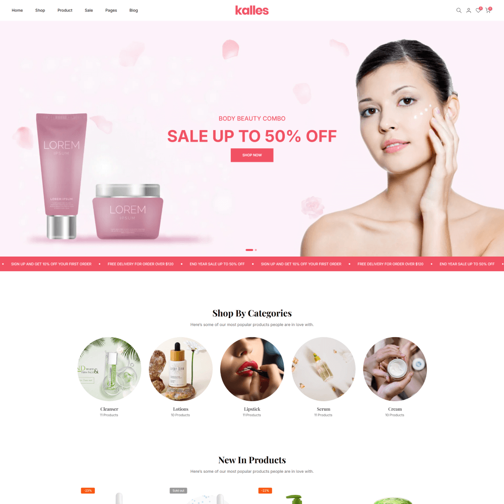 Tema Nuvemshop para lojas de skincare, com visual limpo e foco em cosméticos e autocuidado
