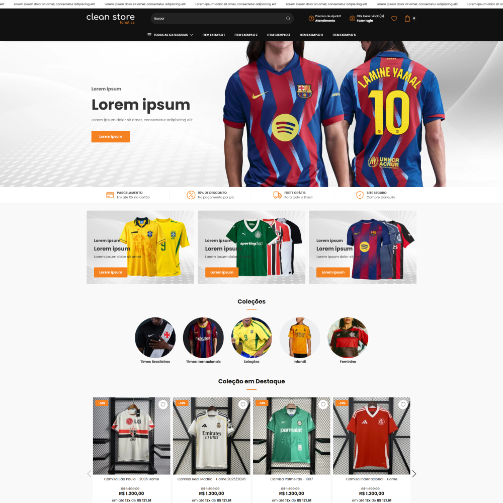 Tema Shopify para lojas de camisas de time com visual esportivo e foco em fãs
