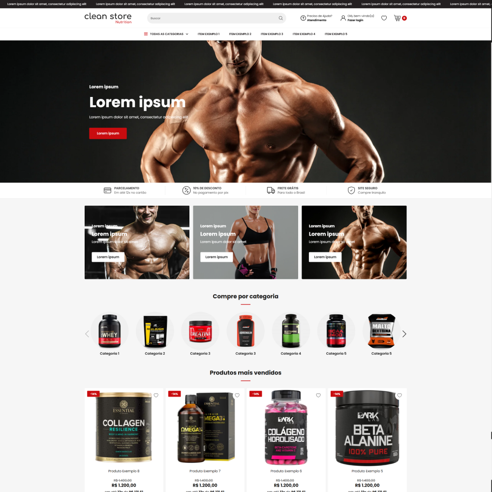 Tema Shopify para lojas de suplementos com visual moderno e foco em performance