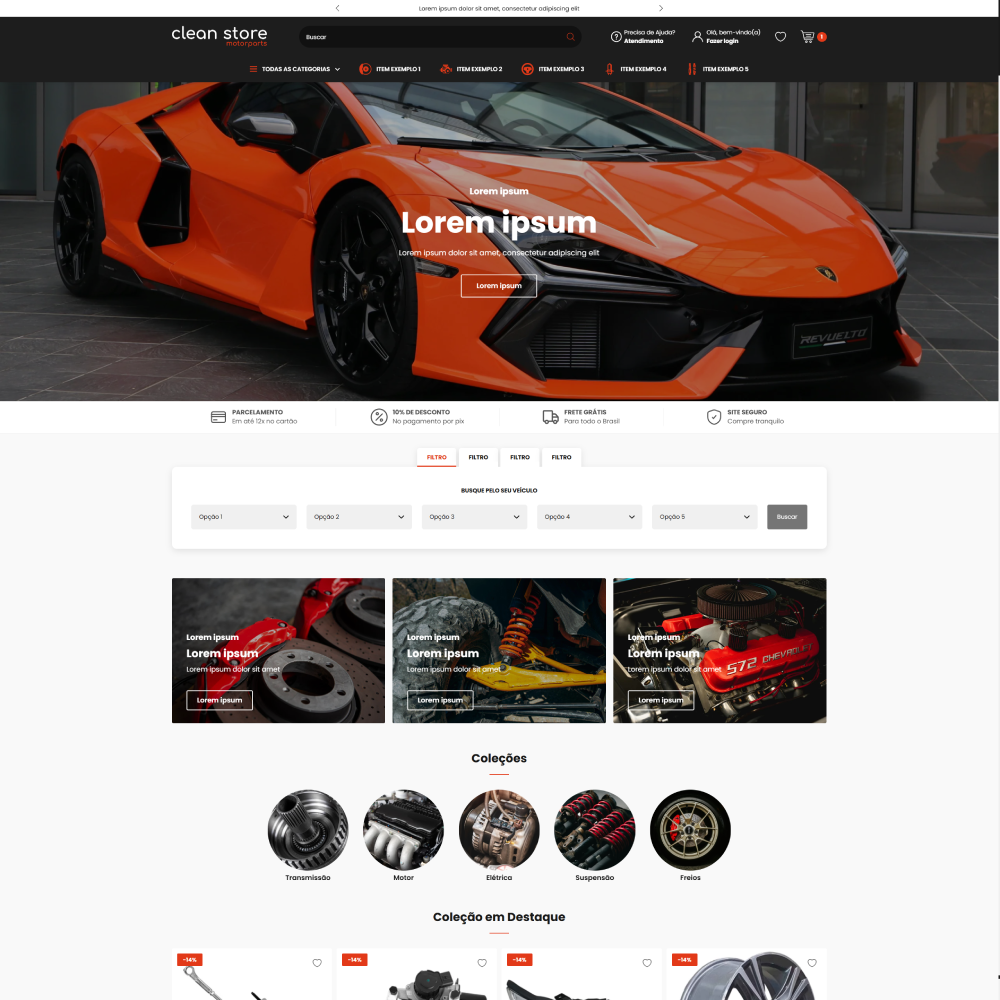 Tema Shopify para lojas de autopeças com layout limpo e foco em performance